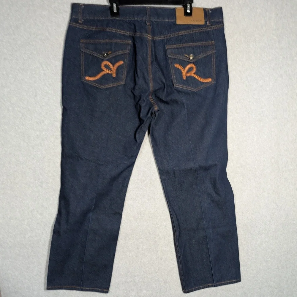 Rocawear Jeans Mens 46x34 Blue Embroidered Baggy Y2K Streetwear  *43x31.5
